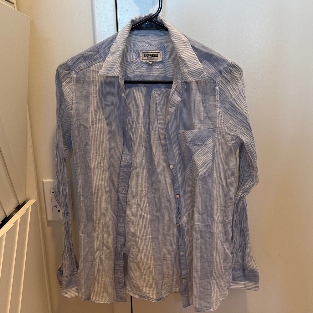 Express women’s  Casual Blue and White Striped Shirt